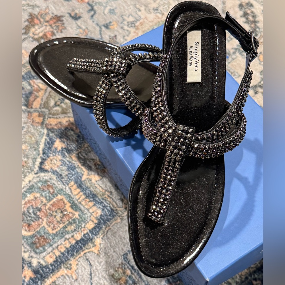 Simply Vera Vera Wang Black Rhinestone Sandals